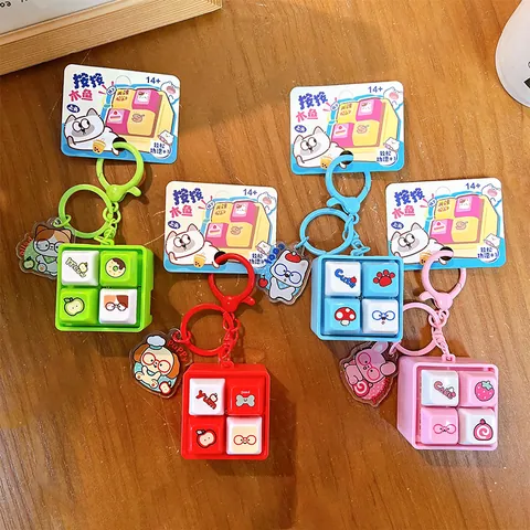Llavero Juguete Fidget Botón de Teclado Mecánico Dibujos Animados Clicker Antiestrés Luminoso Colgante Bolso para Estudiantes Niños