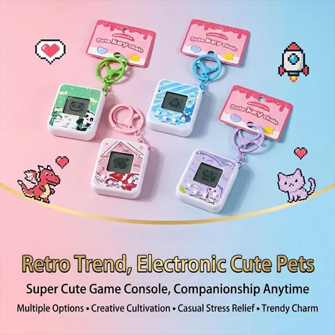 Porte-clés de Machine Électronique pour Animaux de Compagnie en ABS Alliage de Zinc Console de Jeu Virtuelle Portable Pendentif Sac