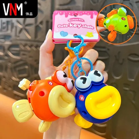 Creative Wind-up Jumping Clownfish Keychain Cute Stress Relief Mechanical Toy Fish Pendant For Backpack Decoration Gift