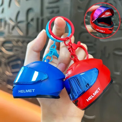 Cool Mini Motorcycle Helmet Keychain Creative Racing Helmet Pendant With Openable Iridescent Visor For Backpack Car Keys