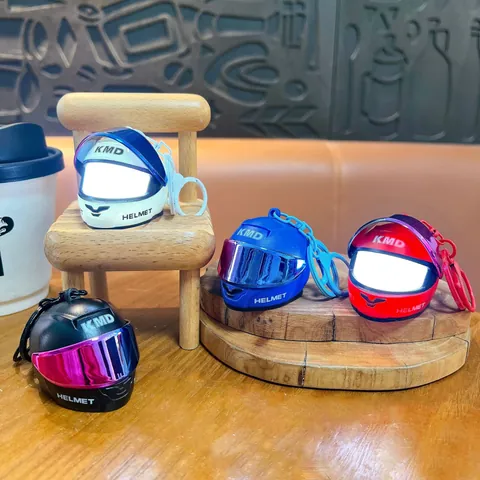 Luminous Mini Motorcycle Helmet Keychain Cool Glow ABS Plastic Helmet Bag Pendant For Backpack Motorcycle Enthusiasts Gift