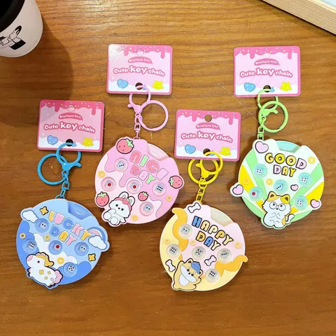 Divertido Llavero de Máquina de Dados de Animales Dibujos Animados Juguete para Aliviar el Estrés Plástico ABS Colgante de Bolsa Lindo Llavero de Descompresión Regalo