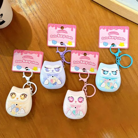 Cute Mini Owl Voice Recorder Keychain Musical Box Pendant Cartoon Animal Schoolbag Hanging Decoration Gift For Kids