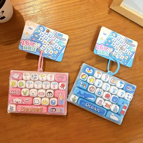 Jouet Fidget Clavier Mécanique Thème Océan Porte-Clés Animaux Marins Mignons Pendentif De Décompression Pour Sac Enfants Étudiants