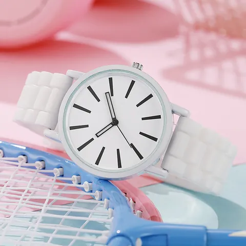 Korean Fashion Kids Quartz Watch Minimalist Round Dial Hollow Hands Soft Silicone Strap Students Sports Analog Wristwatch For Children
