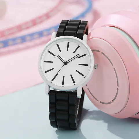 Korean Fashion Kids Quartz Watch Minimalist Round Dial Hollow Hands Soft Silicone Strap Students Sports Analog Wristwatch For Children