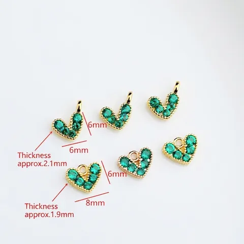 14K Vergulde Koperen Zirconia Mini Hart Hanger DIY Ketting Armband Handgemaakte Sieraden Maken Benodigdheden Accessoire