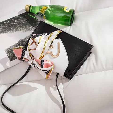 Dames Mode Mini Vierkante Tas Hartgesp Kleurblok Schoudertas Met Sjaal Decoratie Stedelijk Minimalistische PVC Crossbody Tas
