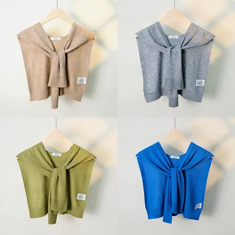 Sciarpa in Misto Lana a Maglia Stile Coreano per Donna Tinta Unita Casuale Coprispalle Avvolgente Mantella Morbida Comoda