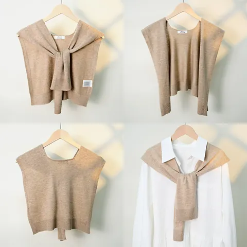 Sciarpa in Misto Lana a Maglia Stile Coreano per Donna Tinta Unita Casuale Coprispalle Avvolgente Mantella Morbida Comoda