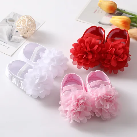 Scarpe da Principessa per Neonata con Grandi Fiori Suola Morbida Primi Passi Scarpe per Bambini Scarpe da Festa in Cotone Traspirante