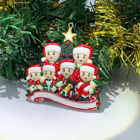 DIY 2025 Christmas Tree Hanging Ornament Personalized Family Bear Star Resin Decoration Festive Home Party Supplies