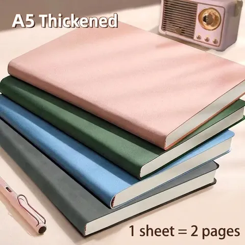 Cuaderno de Cuero PU A5 Engrosado Diario de Oficina de Negocios Simple Para Notas de Reuniones Estudiantiles Papelería