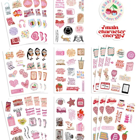 Pink Bookish Waterproof Stickers For Book Lovers Decorative Decals For Kindle Laptop Journal Stationery Scrapbooking