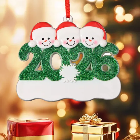 2026 Family Snowman Christmas Tree Resin Pendant DIY Name Handwritten Family Members Ornament Festive Holiday Hanging Decoration Home Xmas Decor