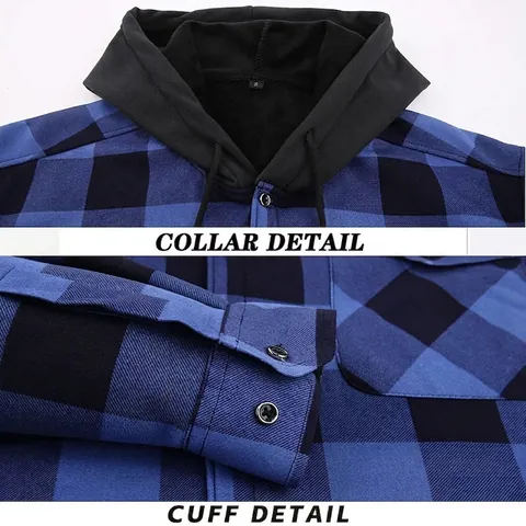 Herren Kariertes Flanell Kapuzenhemd Jacke Dick Warm Fleece Gefüttert Casual Kariertes Hemd Top Für Winter Outwear Große Größen Streetwear