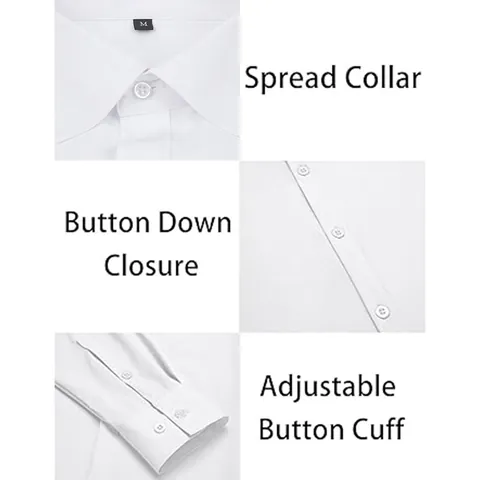 Men Slim Fit Long Sleeve Business Dress Shirt 4-Way Stretch Solid Color Turn-down Collar Professional Commuter Shirt Top