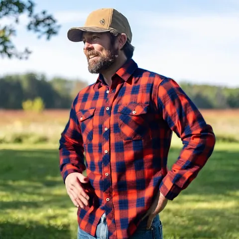 Men Plaid Flannel Shirt Vintage Brushed Button Down Long Sleeve Casual Regular Fit Top With Double Pockets Office Dress Shirt