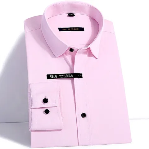 Men's Four-Way Stretch Anti-Wrinkle Shirt Slim Fit Long Sleeve Business Casual Button Down Solid Color Polyester Spandex Dress Shirt