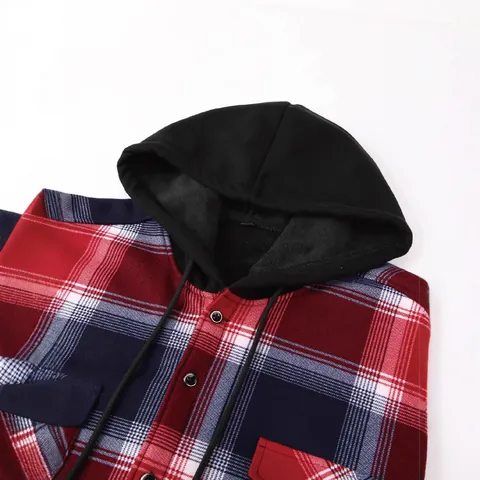 Heren Geruit Flanellen Overhemd Jack Met Capuchon Fleece Gevoerd Verdikt Warm Lange Mouw Casual Top Voor Herfst Winter