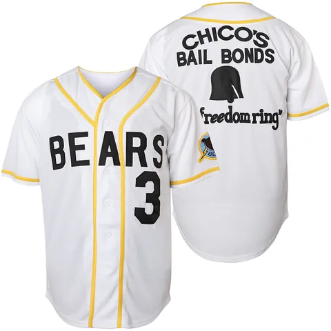 Bad News Bears Movie Baseball Jersey Embroidered Mesh Button Down Vintage Sport Top For Men Chico's Bail Bonds Chico's