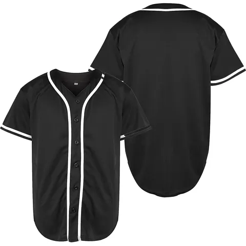 Men's Solid Color Plain Baseball Jersey Short Sleeve Button Down Sport Training Mesh Breathable Shirt Top