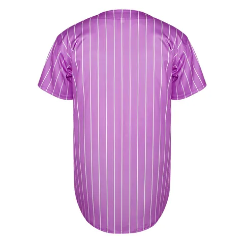 Unisex Polyester Gestreepte Honkbalshirt V-hals Knoopsluiting Korte Mouw Sportkleding Actieve Top Voor de Zomer Outdoor