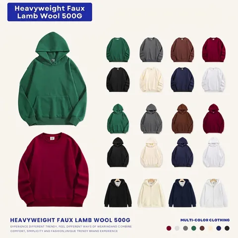 Men's American Retro Heavyweight Polar Fleece Hoodie Loose Solid Color Pullover Sweatshirt For Autumn Winter Warm Casual Top
