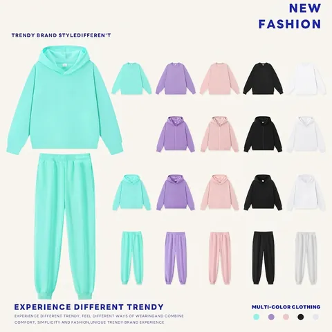 Unisex Casual Polyester Fleece Sweatshirt Solid Color Round Neck Long Sleeve Pullover Top Autumn Winter Fashion Hoodie