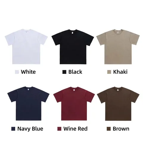 Men Heavyweight Cotton Oversized Drop Shoulder Short Sleeve Top Crew Neck High Street Casual Solid Color Trendy Fashion T-Shirt