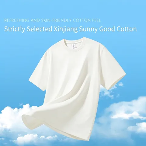 Camiseta de Algodón Puro Pesado para Hombre Color Sólido Cuello Redondo Manga Corta Top Básico Casual Verano Estilo Coreano Moda