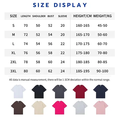 T-Shirt Unisexe en Coton Peigné Lourd Épaules Tombantes Coupe Ample Col Rond Couleur Unie Manches Courtes