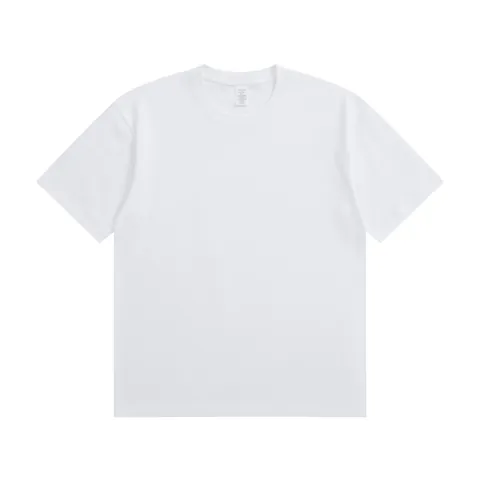 Men Casual Heavy Cotton Loose Fit T-Shirt Solid Color Dropped Shoulder Three-Needle Stitching Crew Neck Pullover Top Summer Tee