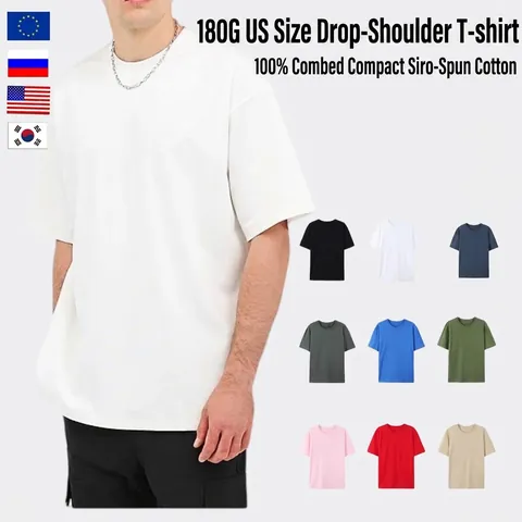 Heren Katoen Los Lage Schouder Mouw T-Shirt Basic Effen Kleur Ronde Hals Korte Mouw Top Voor Casual Zomer Streetwear
