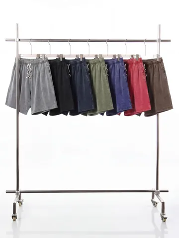 Heren Vintage Gewassen Katoen Casual Top En Bottom Retro Acid Wash T-Shirt En Vijf-Punt-Shorts Zomer Streetwear Kleding