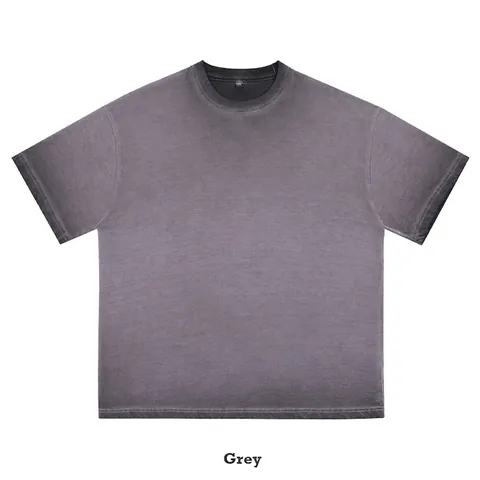 Camiseta de Algodón Vintage Americano para Hombre Pesada 230G Degradado Lavado Casual Corte Holgado Manga Corta