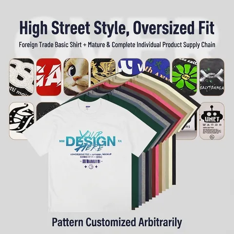 T-Shirt en Coton Lourd pour Hommes Streetwear Japonais Coupe Large Épaules Tombantes Couleur Unie Haut à Manches Courtes