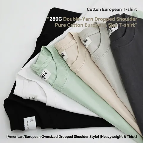 Schweres Gekämmte Baumwolle T-Shirt Oversized Drop Shoulder Einfarbig Rundhalsausschnitt Kurzarm Streetwear Top für Herren