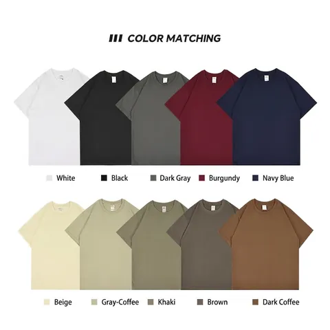 Heren Zwaargewicht Katoenen T-Shirt Losse Drop Shoulder Korte Mouw Top Effen Kleur Streetwear Zomer Basic Tee