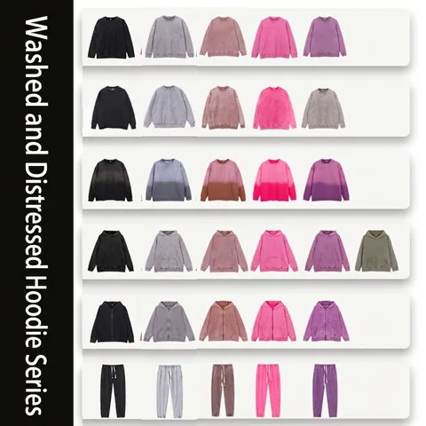 Men Vintage Washed Sweatshirt Oversized Distressed Batik Hoodie Cotton Polyester Pullover Loose Fit Casual Fall Winter Top
