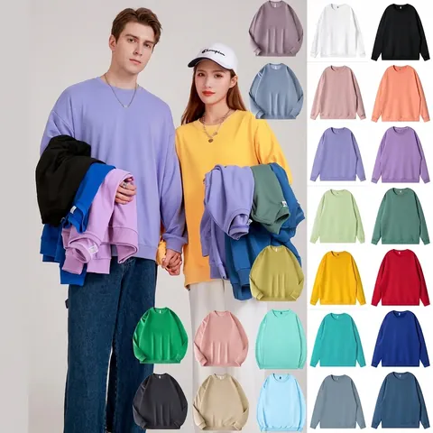 Sweatshirt Unisexe Col Rond Épaules Tombantes Oversize Décontracté Imprimé Haut Manches Longues pour Hommes Femmes et Enfants