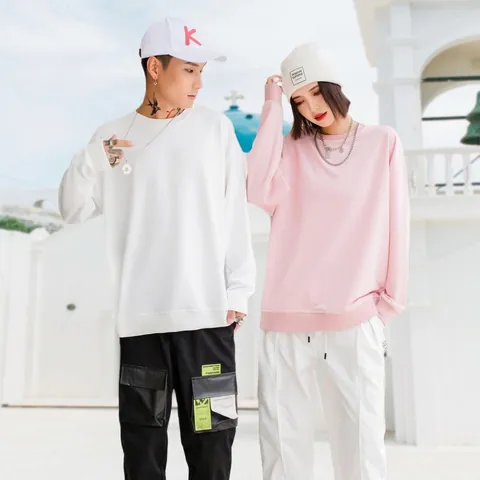 Sweatshirt Unisexe Col Rond Épaules Tombantes Oversize Décontracté Imprimé Haut Manches Longues pour Hommes Femmes et Enfants