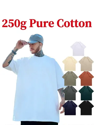 Ανδρικό Βαρύ Βαμβακερό T-Shirt Αμερικάνικο Streetwear Hip Hop Oversized Πεσμένοι Ώμοι Μονόχρωμο Στρογγυλή Λαιμόκοψη Χαλαρή Μπλούζα Καθημερινή Ένδυση