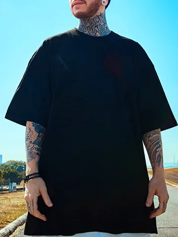 Ανδρικό Βαρύ Βαμβακερό T-Shirt Αμερικάνικο Streetwear Hip Hop Oversized Πεσμένοι Ώμοι Μονόχρωμο Στρογγυλή Λαιμόκοψη Χαλαρή Μπλούζα Καθημερινή Ένδυση