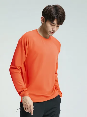 Men's Sport Long Sleeve T-Shirt Quick Dry Breathable Crew Neck Loose Fit Top For Fitness Training Solid Color Polyester