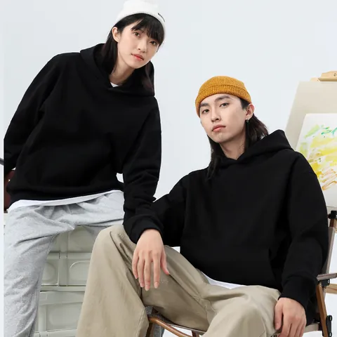 Men Casual Heavyweight Fleece Hoodie Drop Shoulder Loose Pullover Thickened Hooded Top For Autumn Winter Streetwear Trend