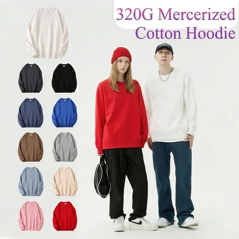 Unisex Heavyweight Cotton Sweatshirt Loose Drop Shoulder Crew Neck Solid Color Long Sleeve Pullover Top For Men Women Kids
