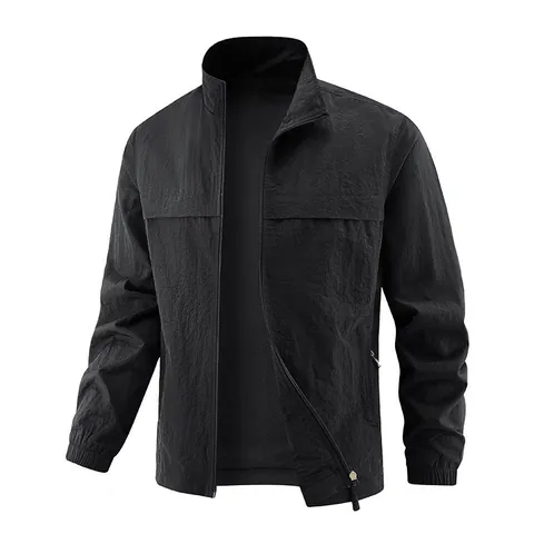 Heren Casual Windjack Staande Kraag Lichtgewicht Jas Met Rits Mode Effen Kleur Bovenkleding Voor Lente Herfst Top