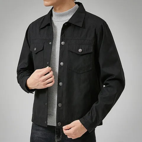 Veste Décontractée en Daim Brossé pour Hommes Style Britannique Coupe Slim Col à Revers Boutonné Top Printemps Automne