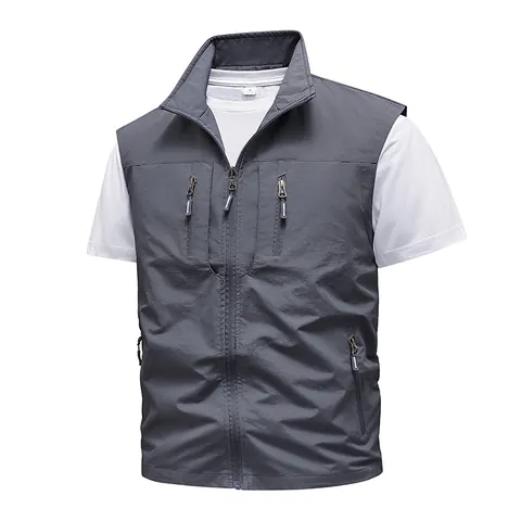 Herren Outdoor Cargo Weste Leichtgewichtig Atmungsaktiv Mehrere Taschen Angeln Weste Casual Ärmellose Jacke Wandern Reisen Top